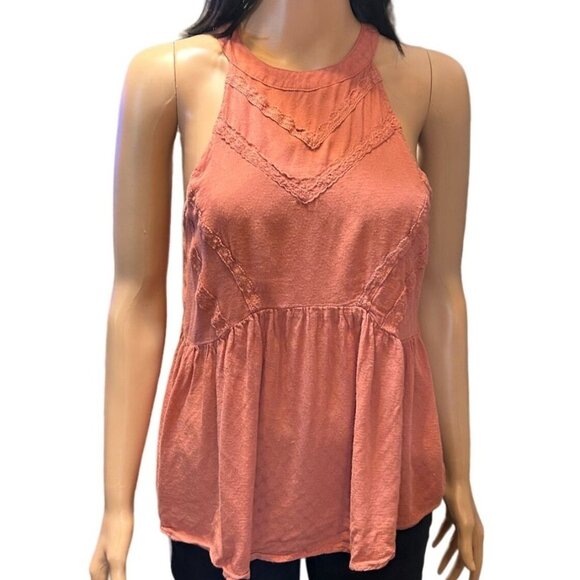 (6 for $25)Eyeshadow Boho Sleeveless Halter Peplum Babydoll Top size small - Picture 2 of 8